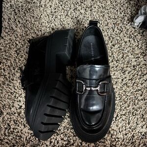 Madden Girl Black Loafers with Silver Buckle